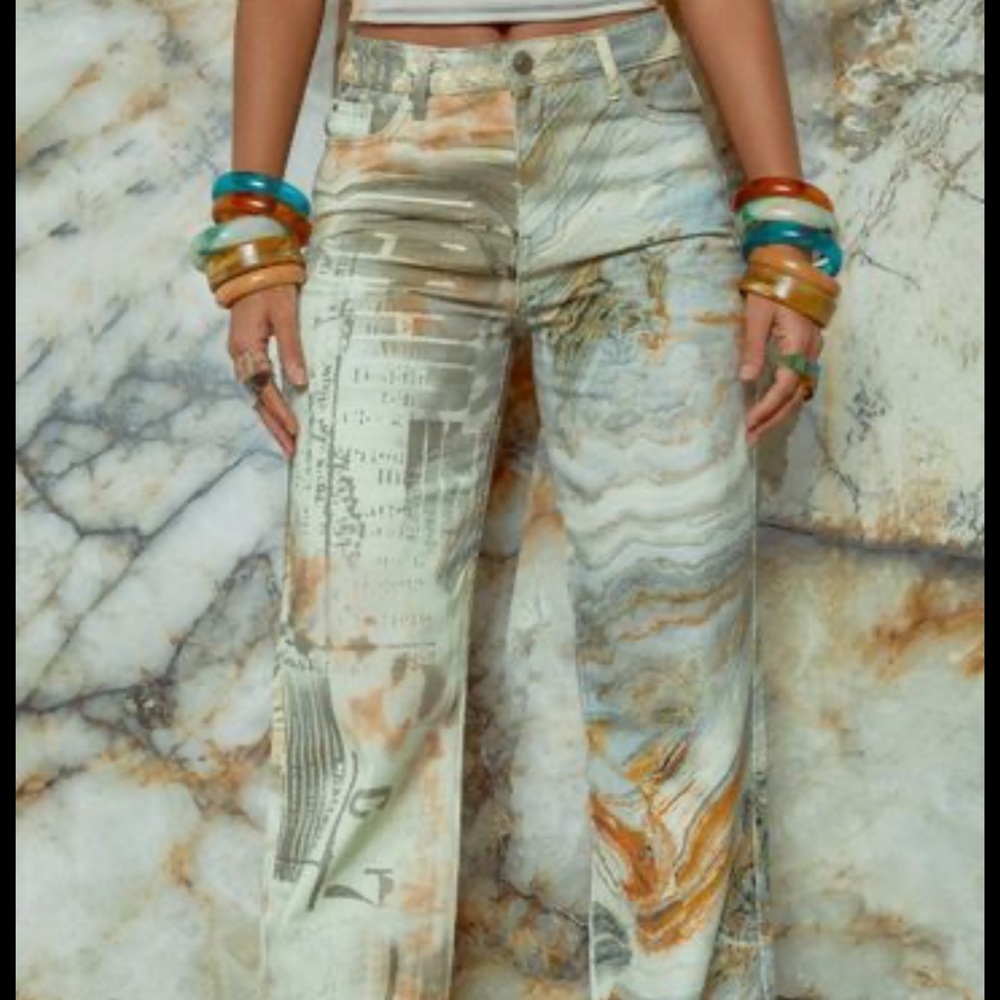Jaded London mixed marble print boyfriend jeans